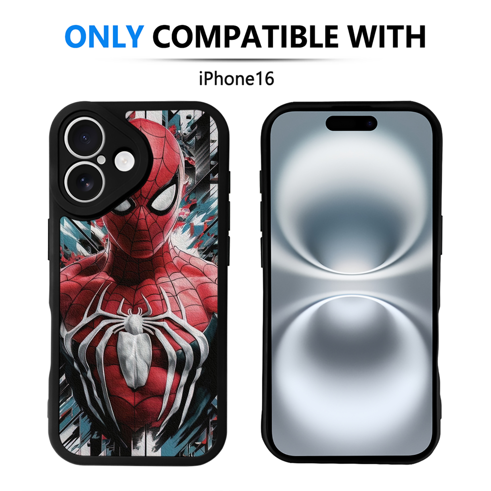 （画像用） Spider Man スパイダーマン 【iPhone 16シリーズ対応】シリコンスマホケース（レザー調） 材質：シリコン